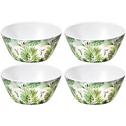 Foto van 4x tropische print yoghurtbakjes/pap schaaltjes 15 cm - serveerschalen
