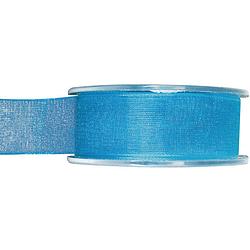 Foto van 1x hobby/decoratie turquoise organza sierlinten 2,5 cm/25 mm x 20 meter - cadeaulinten