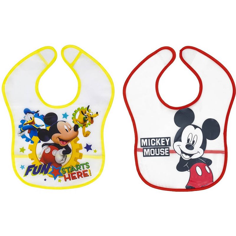 Foto van Disney slabbetjes mickey mouse 40 x 41 cm eva geel/rood 2 stuks