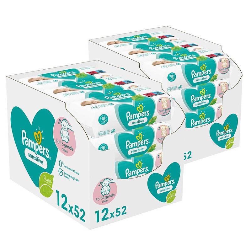 Foto van Pampers - sensitive - billendoekjes - 1248 doekjes - 24 x 52