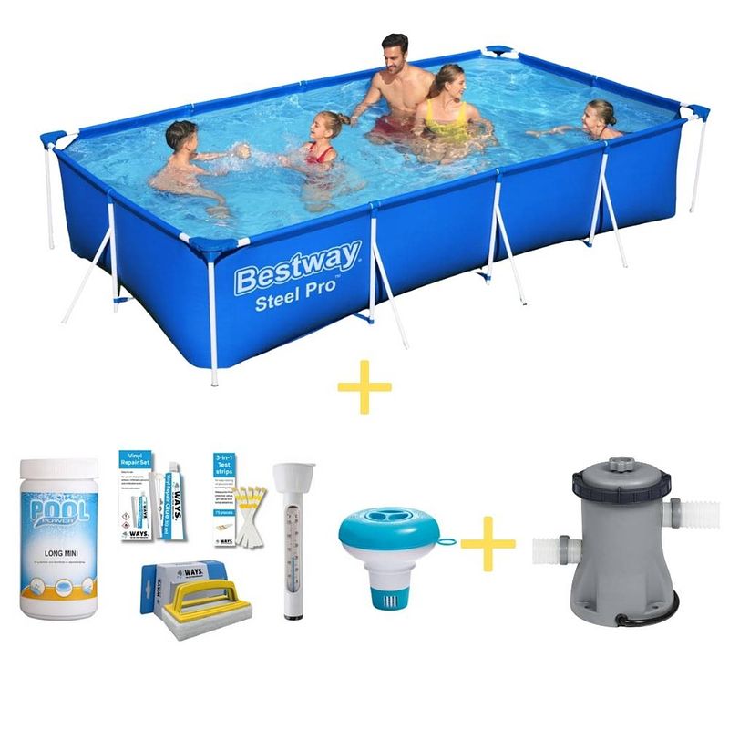 Foto van Bestway zwembad - steel pro - 400 x 211 x 81 cm - inclusief ways onderhoudspakket & filterpomp