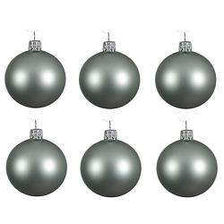 Foto van 6x glazen kerstballen mat mintgroen 8 cm kerstboom versiering/decoratie - kerstbal