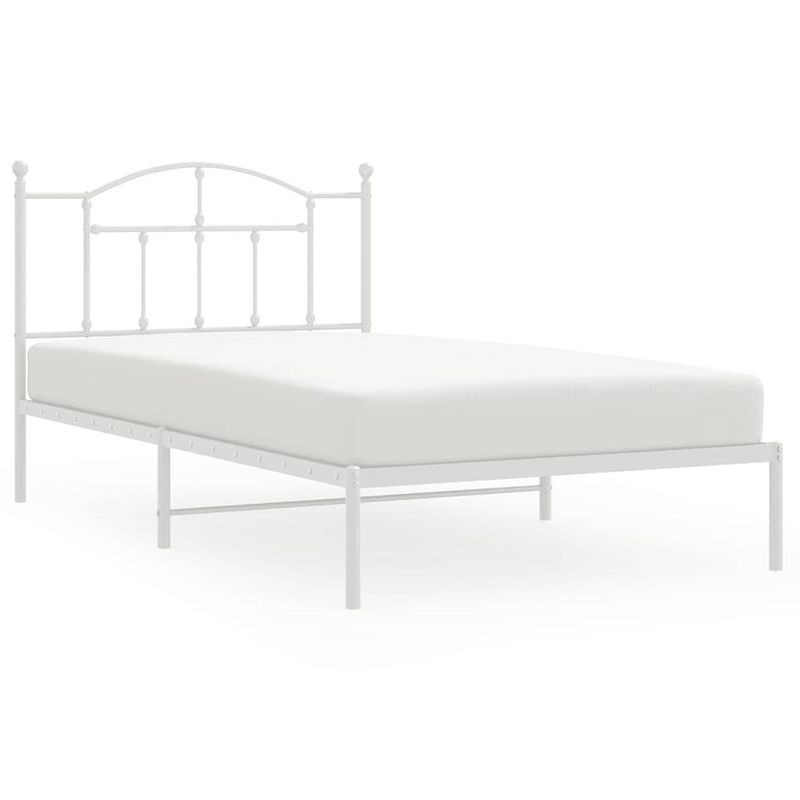 Foto van Vidaxl bedframe met hoofdbord metaal wit 100x200 cm