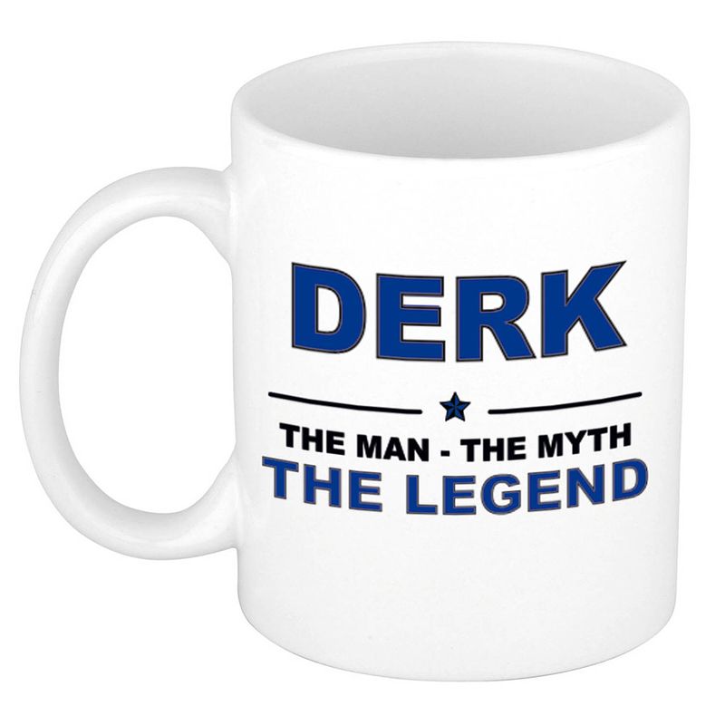 Foto van Derk the man, the myth the legend cadeau koffie mok / thee beker 300 ml - naam mokken