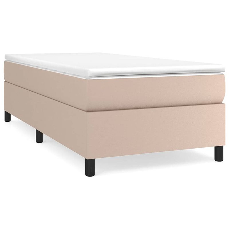 Foto van The living store boxspring met matras kunstleer cappuccinokleurig 100x200 cm - bed