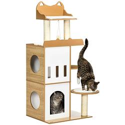 Foto van Krabpaal voor katten - kattenkrabpaal- kattenspeeltjes - kattenhuis - kattenhok - 60 x 48 x 133 cm