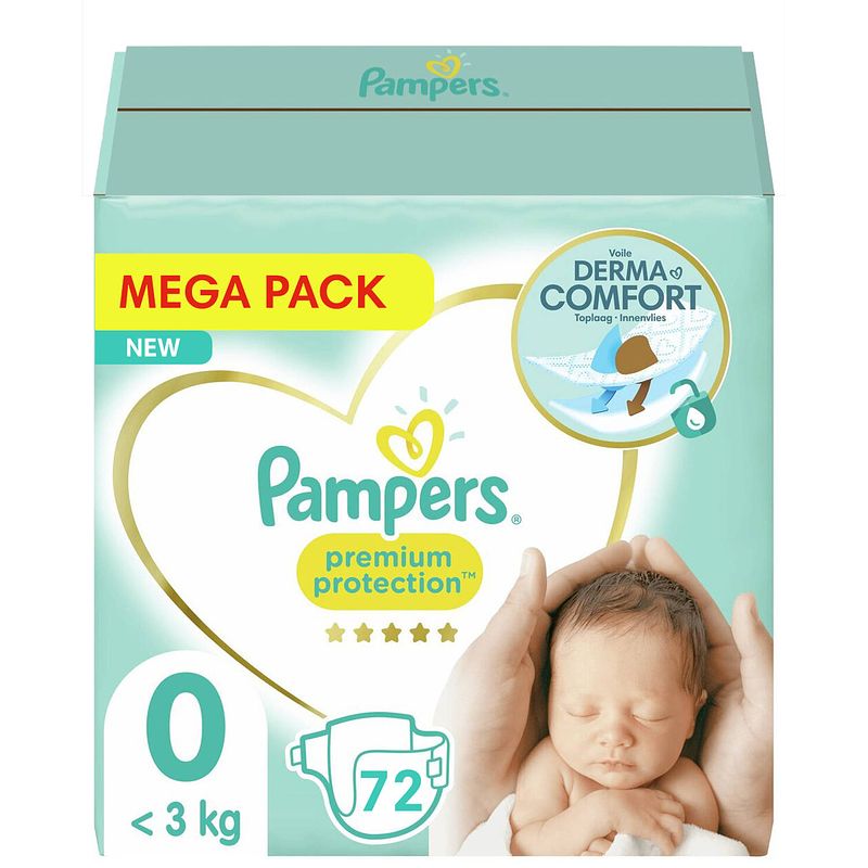 Foto van Pampers - premium protection - maat 0 - mega pack - 72 luiers - premature luiers