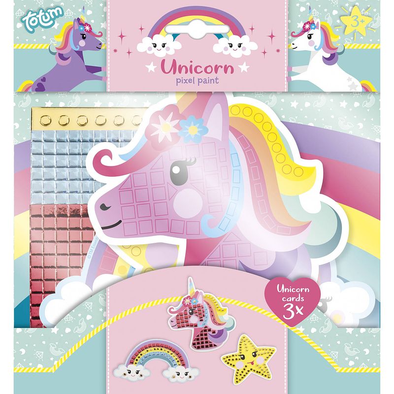 Foto van Totum knutselset unicorn pixelpaint junior 21 x 20 cm 3-delig