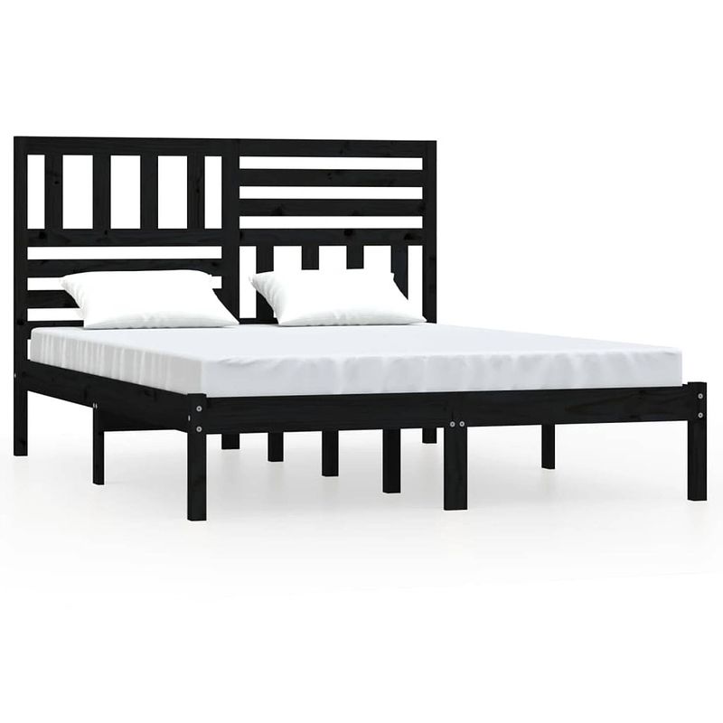 Foto van Vidaxl bedframe massief grenenhout zwart 140x190 cm