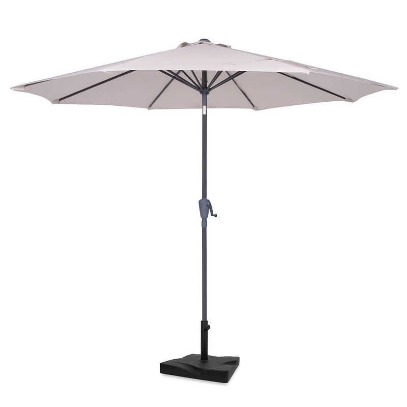 Foto van Vonroc parasol recanati ø300cm - premium stokparasol - beige incl. parasolvoet