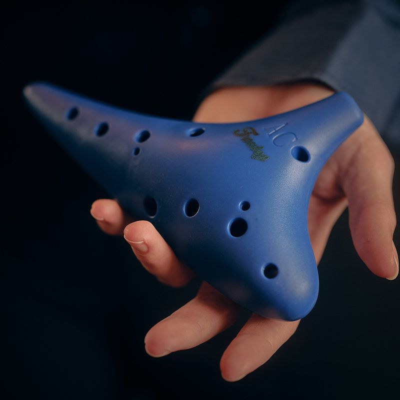 Foto van Fazley funtune ocarina 2aac12db dark blue alt ocarina in c majeur met 12 vingergaten