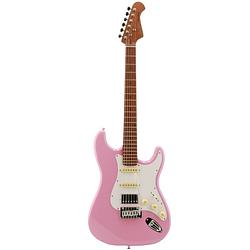 Foto van Fazley sunset series dawn hss shell pink elektrische gitaar met gigbag