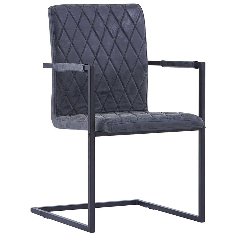 Foto van The living store zwevende eetkamerstoelen - zwart kunstleer - set van 4 - afmetingen- 53x61x88.2cm - comfortabele