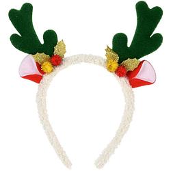 Foto van Christmas decoration kerst haarband - rendier gewei - groen - polyester - verkleedattributen