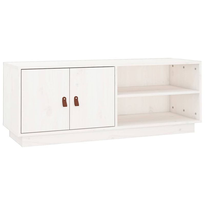 Foto van The living store tv-meubel grenenhout - media-kast 105x34x40cm - wit