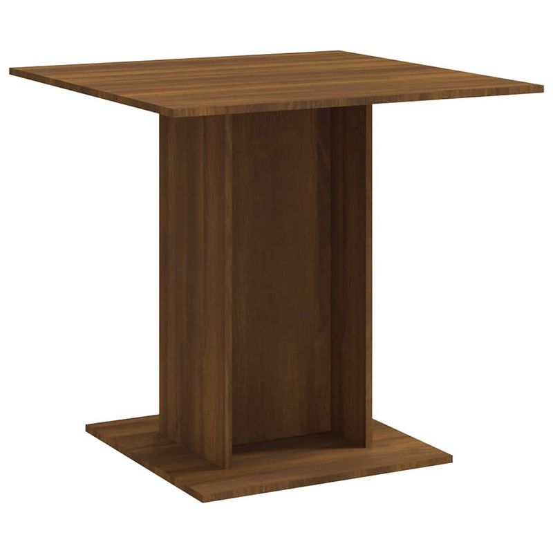 Foto van The living store eettafel bruineiken - 80 x 80 x 75 cm - onderscheidende minimalistische tafel!
