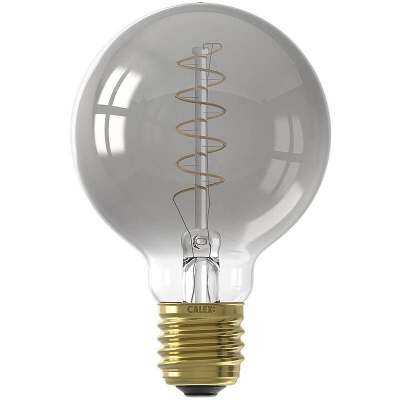 Foto van Calex - led lamp - globe - filament g80 - e27 fitting - dimbaar - 4w - warm wit 2100k - grijs