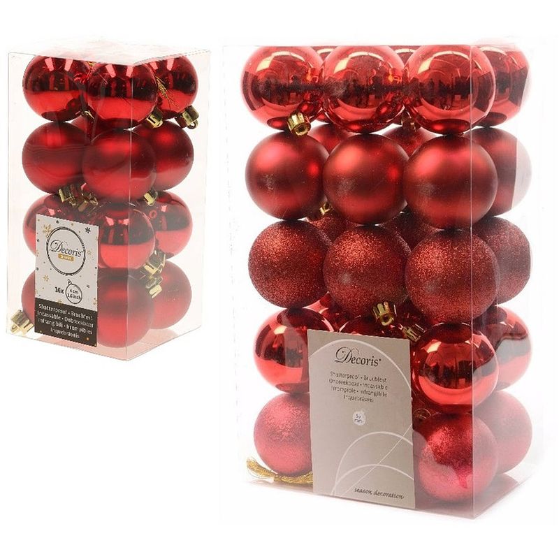 Foto van Kerstversiering kunststof kerstballen rood 4-6 cm pakket van 46x stuks - kerstbal