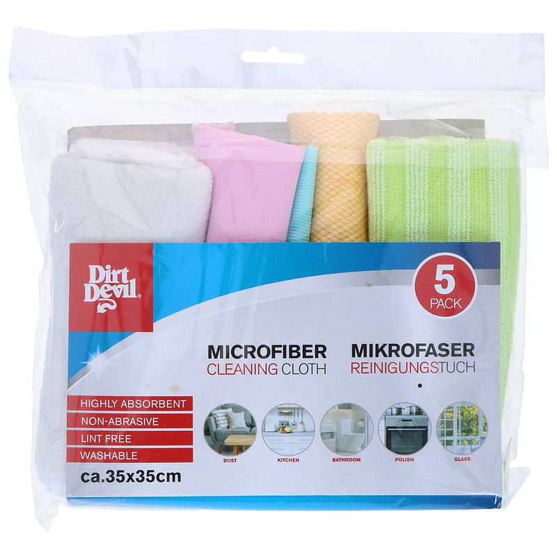 Foto van Dirt devil microvezeldoekjes - 4 stuks - microvezeldoek - raamdoek - duurzaam - meerdere kleuren