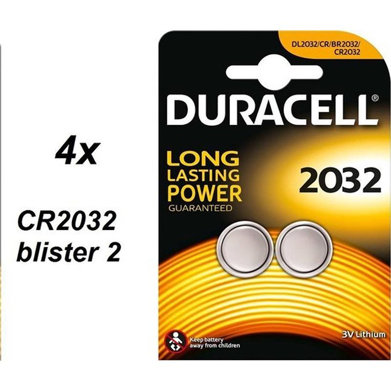 Foto van Duracell cr2032 lithium batterijen 3v - 4 x 2 blister