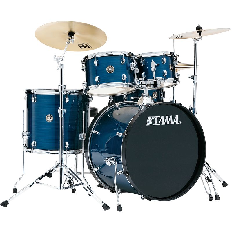 Foto van Tama rm52kh6-hlb rhythm mate hairline blue 5d. drumstel incl. meinl bekkenset