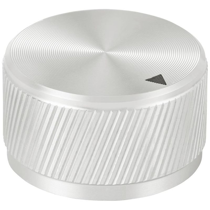 Foto van Tru components tc-11613820 draaiknop met knopmarkering zilver (ø x h) 30 mm x 17 mm aluminium 1 stuk(s)