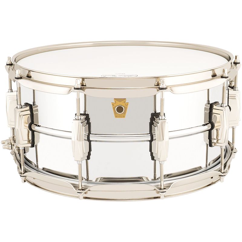 Foto van Ludwig lb402bn super chrome over brass 14 x 6,5 inch snaredrum