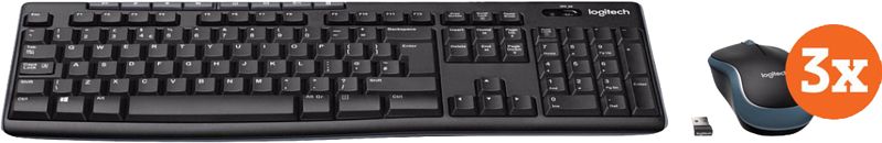 Foto van Logitech mk270 draadloos toetsenbord en muis qwerty 3-pack
