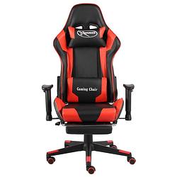 Foto van The living store luxe gamingstoel - hoge rugleuning - ergonomisch - met uittrekbare voetensteun - rood/zwart -