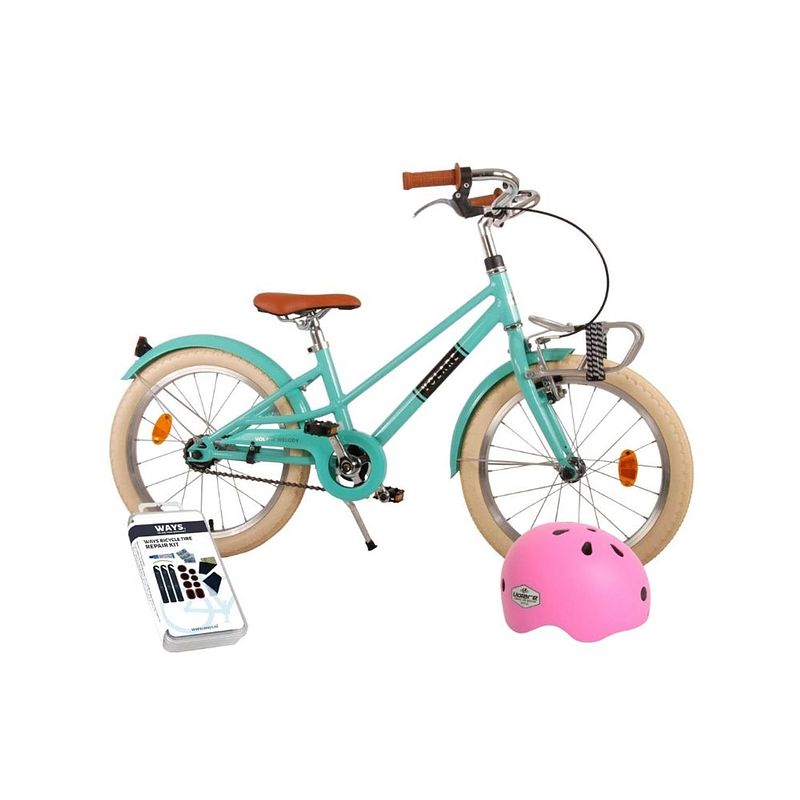 Foto van Volare kinderfiets melody - 18 inch - turquoise - met fietshelm en accessoires