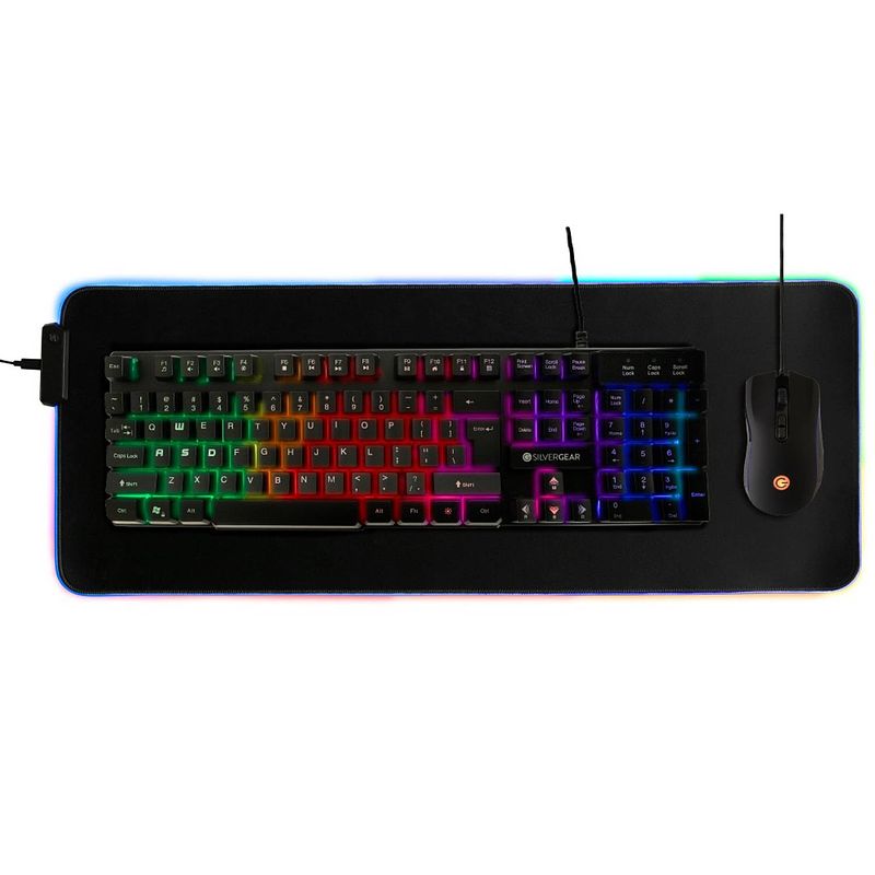 Foto van Silvergear gaming toetsenbord, muis en muismat - rgb led verlichting - bedraad