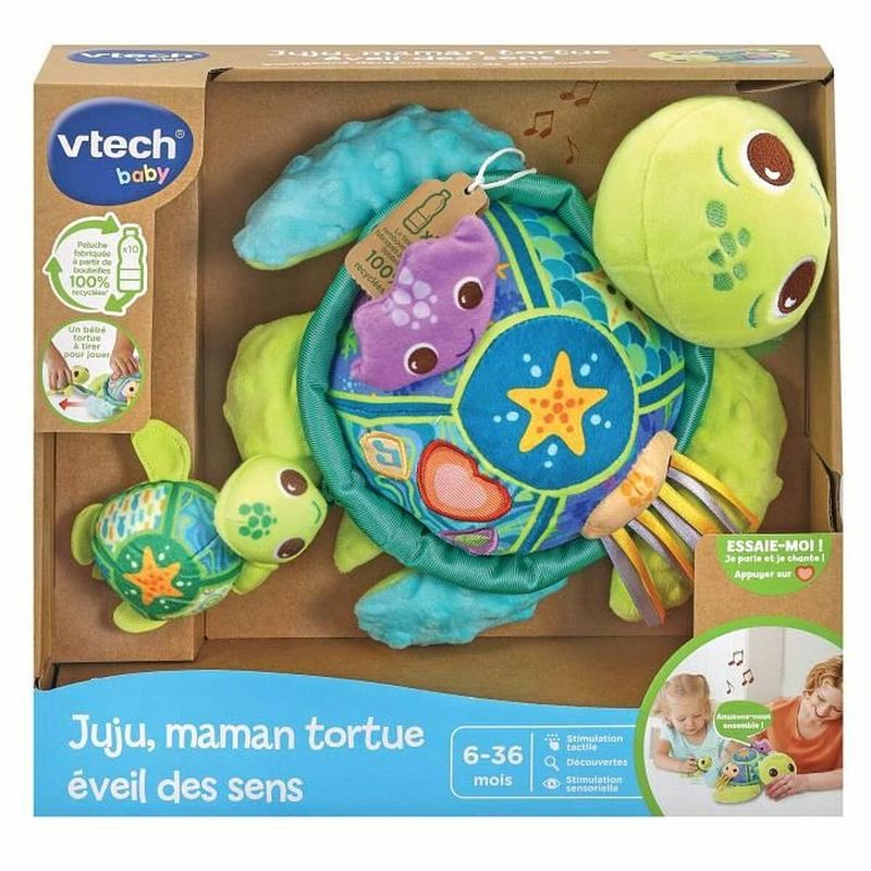 Foto van Knuffel vtech baby juju, mother turtle + 6 maanden gerecycled muzikaal