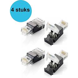 Foto van 4 stuks kabel-connector rj-45 zwart, transparant rj45 connectoren - stekker - connector - cat5e - cat6 - plugs -