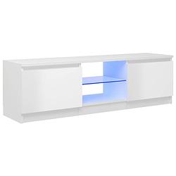 Foto van The living store tv-meubel - led-verlichting - hoogglans wit - bewerkt hout - gehard glas - 120 x 30 x 35.5 cm - rgb