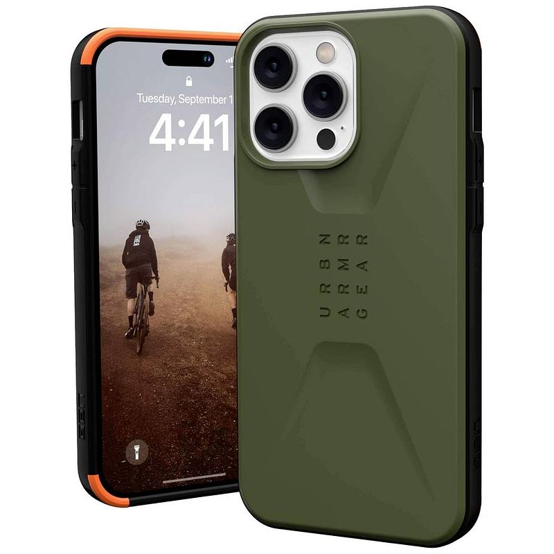 Foto van Urban armor gear civilian case apple iphone 14 pro max olijf