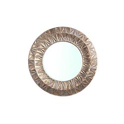 Foto van Ptmd lorrix gold iron mirror with lines pattern round