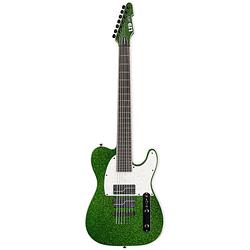 Foto van Esp ltd sct-607 baritone green sparkle stephen carpenter signature 7-snarige elektrische gitaar met koffer
