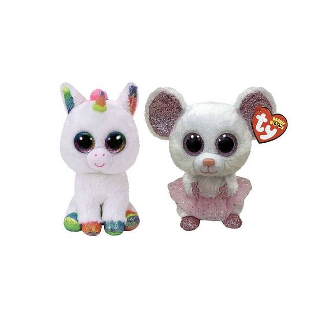 Foto van Ty - knuffel - beanie boo's - pixy unicorn & nina mouse