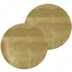 Foto van 1x stuks ronde placemats goud glitter 38 cm van kunststof - placemats