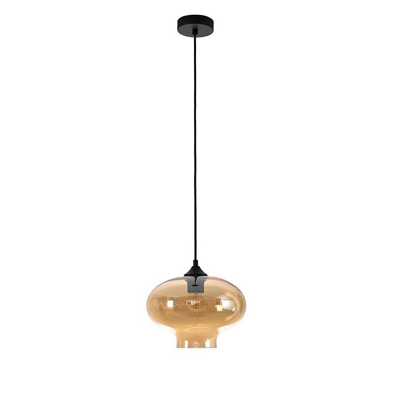 Foto van Lamponline hanglamp toronto ø 27 cm amber glas zwart