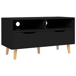 Foto van The living store tv-meubel - stabiel en praktisch - opbergruimte - gemakkelijk schoon te maken - zwart - spaanplaat -