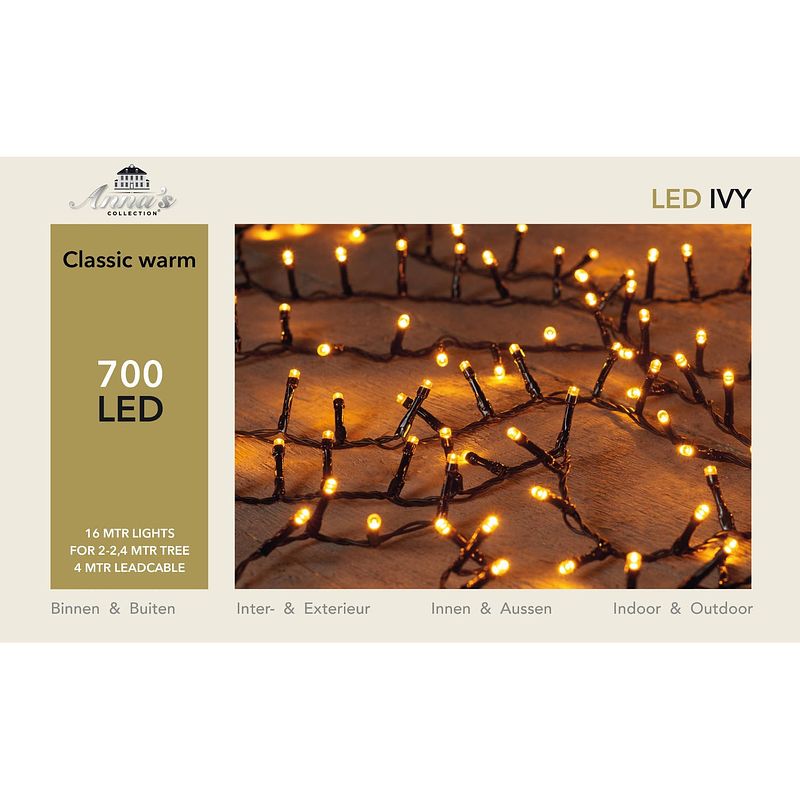 Foto van Led classic buitenverlichting ivy 700l/16m 4m aanloopsnoer zwart ip44