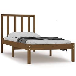 Foto van The living store houten bedframe - n/a - bedframe - 195.5 x 96 x 100 cm - honingbruin - massief grenenhout