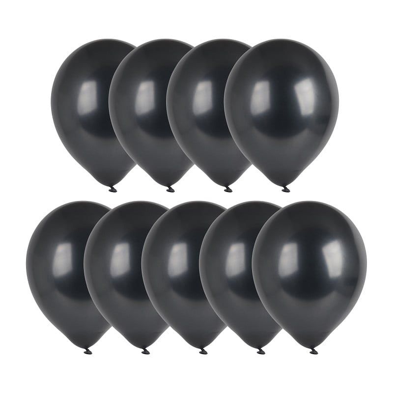 Foto van Ballonnen metallic - zwart - set van 9