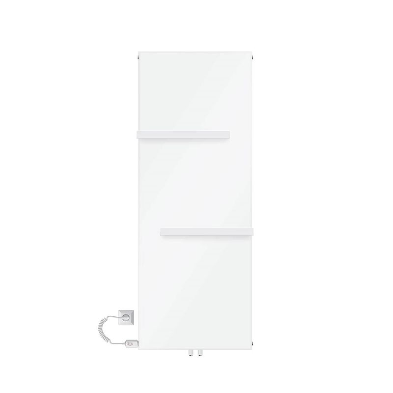 Foto van Ml-design elektrische badkamerradiator 1600x604 mm wit met verwarmingsstaaf 1200w + 2x handdoekdroger