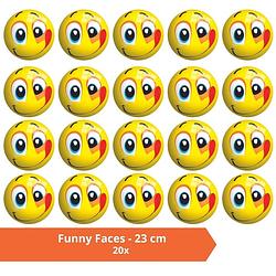 Foto van Bal - voordeelverpakking - funny faces - 23 cm - 20 stuks