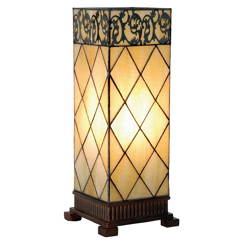 Foto van Haes deco - tiffany tafellamp beige, bruin 18x18x45 cm fitting e27 / lamp max 1x40w