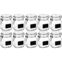 Foto van 10x luchtdichte potten transparant glas met krijtbordje 750 ml - weckpotten