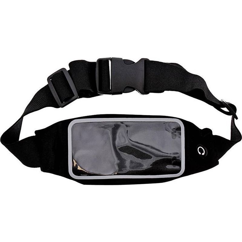 Foto van Sportriem met heuptasje -running belt heupband sportriem hardloop band grijs - riem met smartphone houder sport