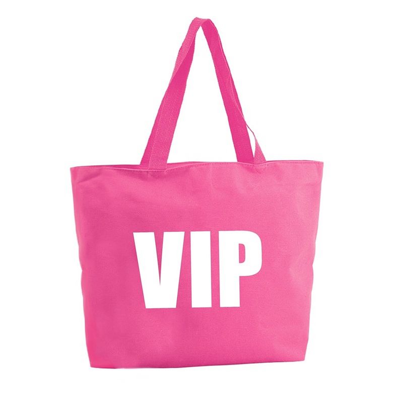 Foto van Vip shopper tas - fuchsia roze - 47 x 34 x 12,5 cm - boodschappentas / strandtas